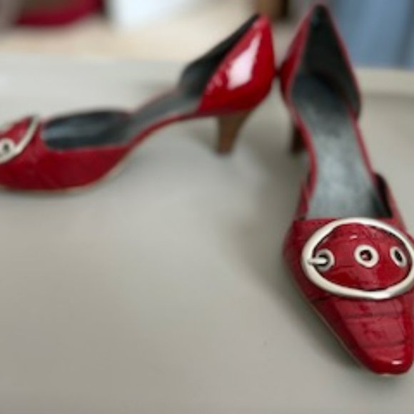 ***GORGEOUS Franco Sarto Red Heels with Silver Buckle!*** - Picture 2 of 2